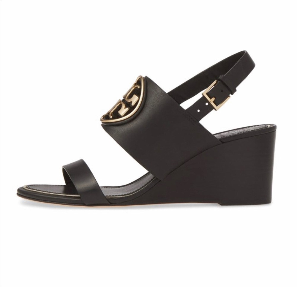 Authentic Tory Burch Miller MetalLogo Wedge Sandal - Picture 3 of 4